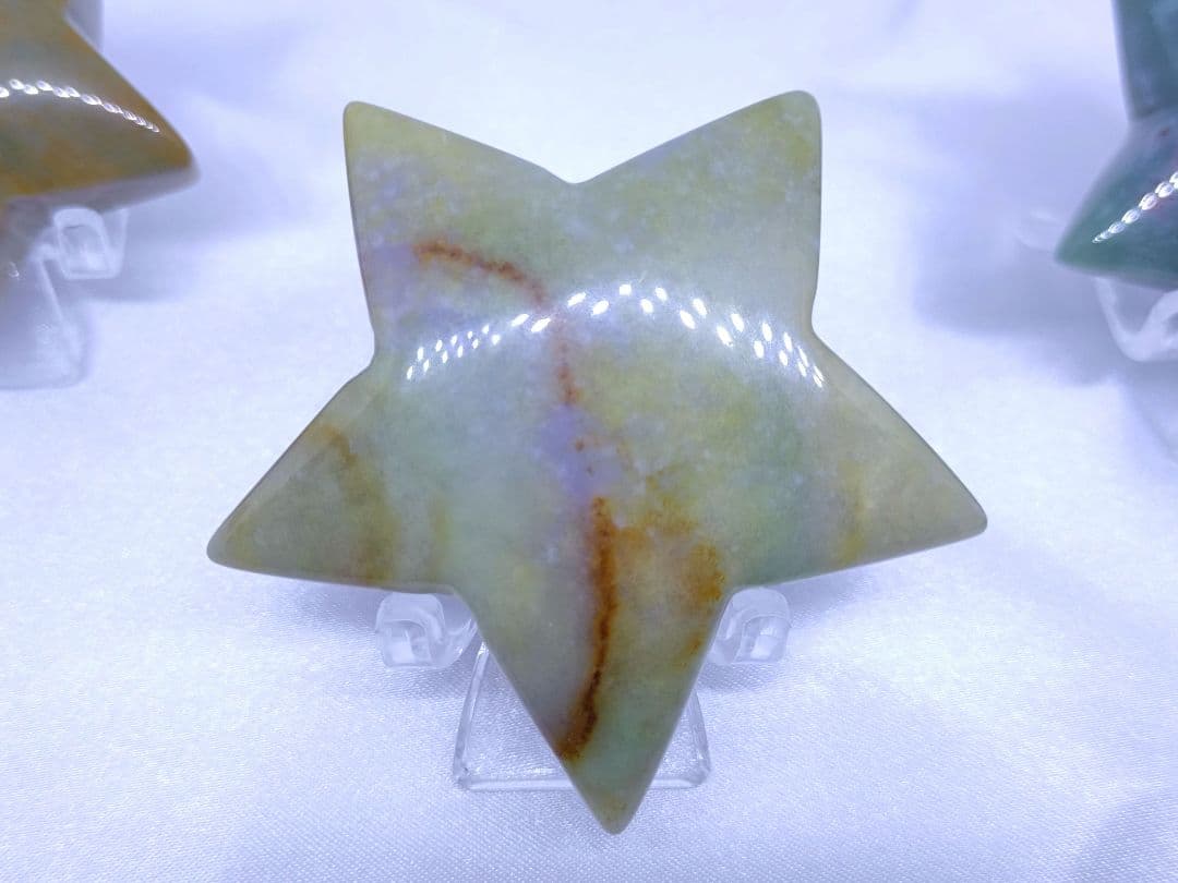 オーシャンジャスパー　星　モスアゲート　三日月　4点セット　癒し　才能　握り石