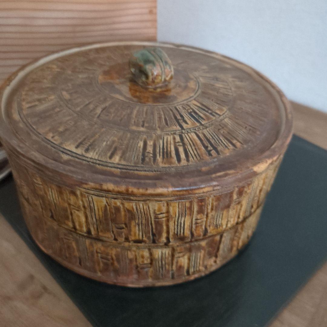 平水指　千本立竹　陶器　水指　茶道具　茶道　松山造　木箱　共箱