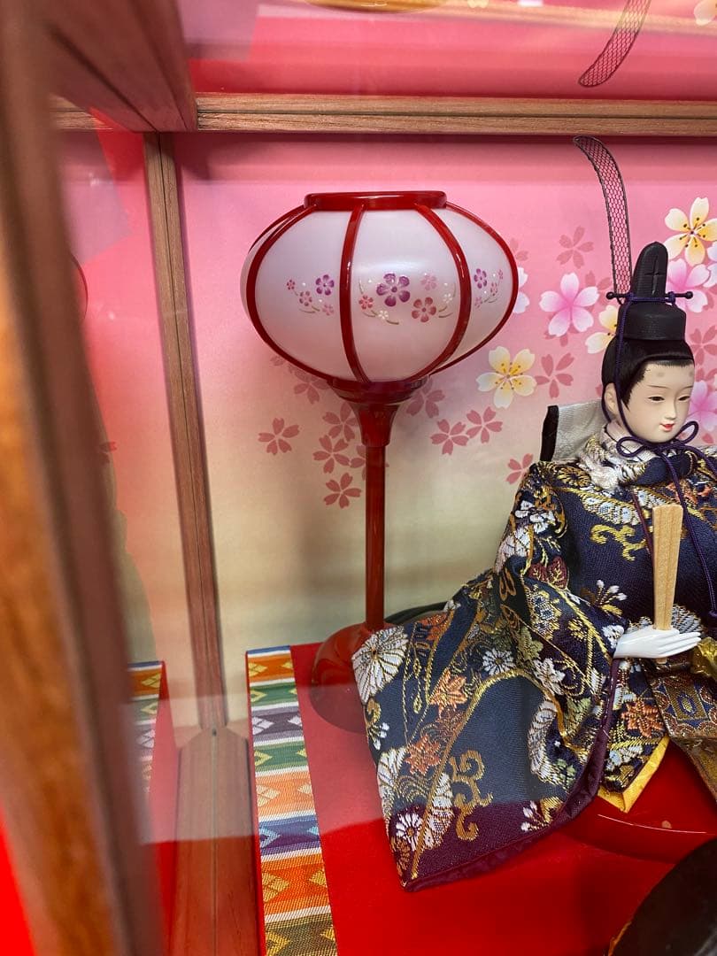 東京久月　雛人形五人飾りアクリルケース入り・間口約５２×奥行約３２×高さ約３５㎝