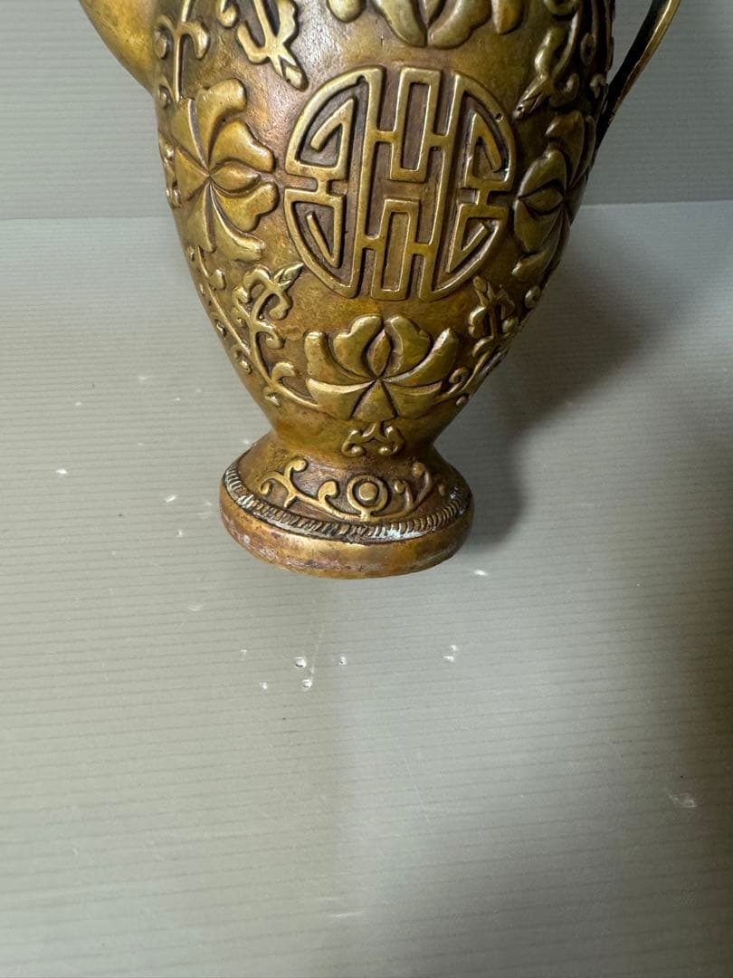 2495 中国骨董　大明宣徳年製銘　銅製　酒壺　時代物