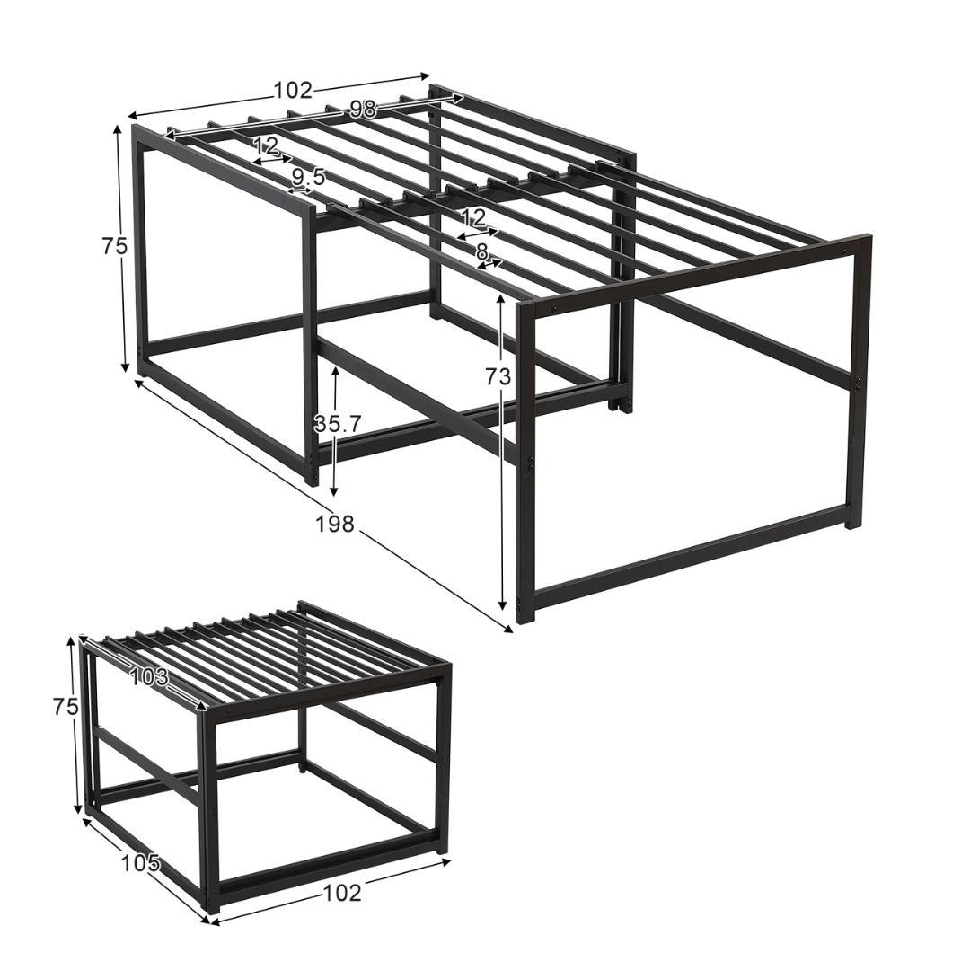 新登場！ハイタイプ伸長式ベッド　シングル　下収納に便利　２WAY　WHITE