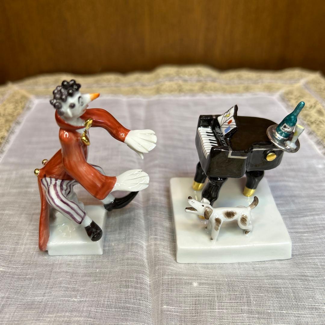 マイセンミュージッククラウン ピアノ奏者とピアノ 手びねり ペーターシュトラング