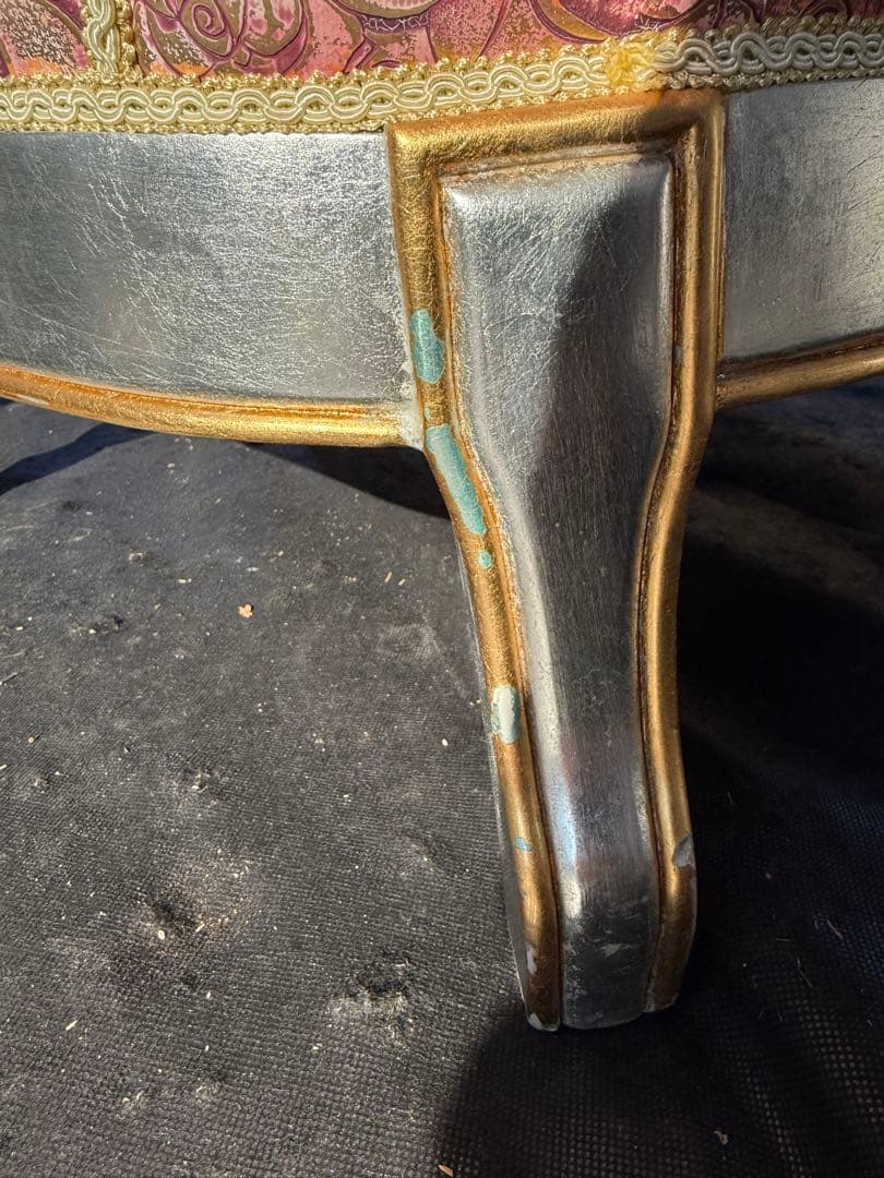 引取　イタリア製 PEGASO ロココ調 アームチェア 玉座風 金銀装飾 1P