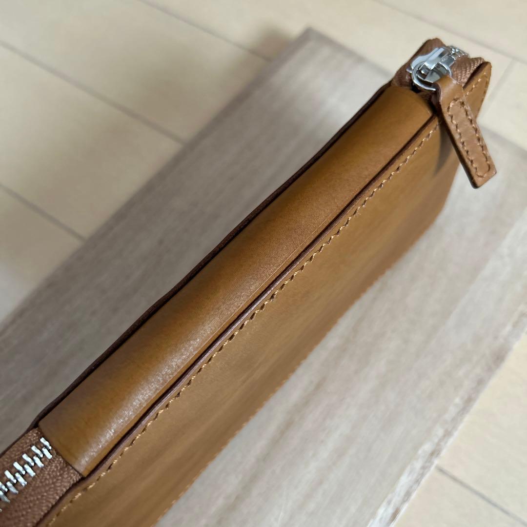 4本挿　ラウンドジップペンケース　レザーペンケース　ヌメ革　バハギア　似　手縫い