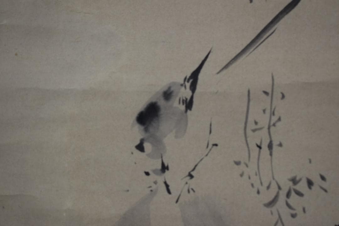 【真作】狩野探幽/達磨図カワセミ図セキレイ図三幅対/掛軸☆宝船☆Y-483　JM