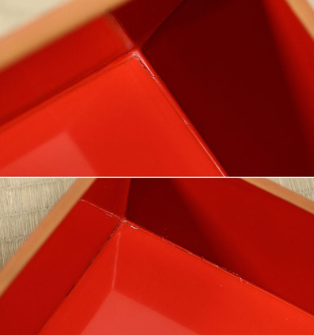 木製漆器 貝桶 金蒔絵 三段 重箱 黒塗 朱塗 梨地 雛 漆芸【MA745】