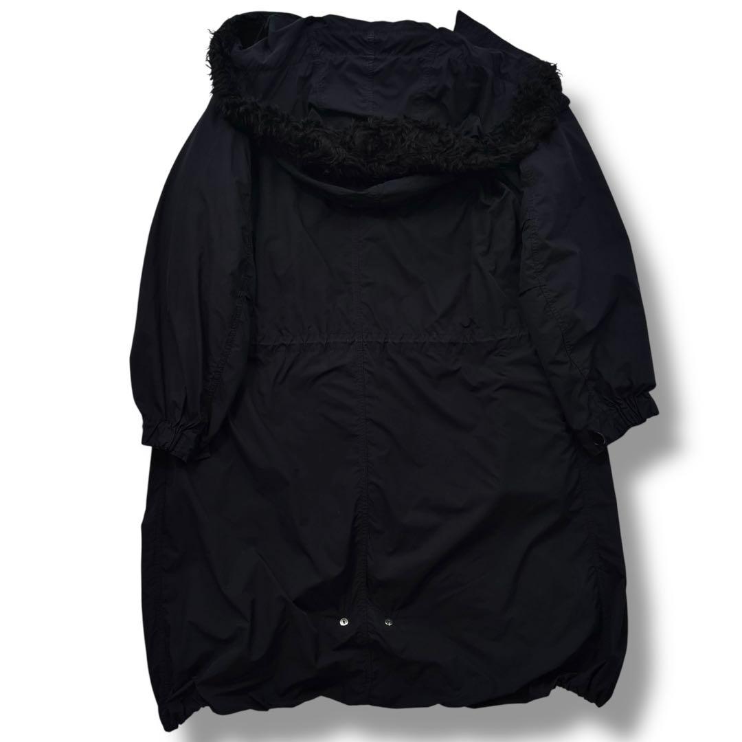 【高級】ATON エイトン　モッズコート　フード　ライナー　ファー　ネイビー