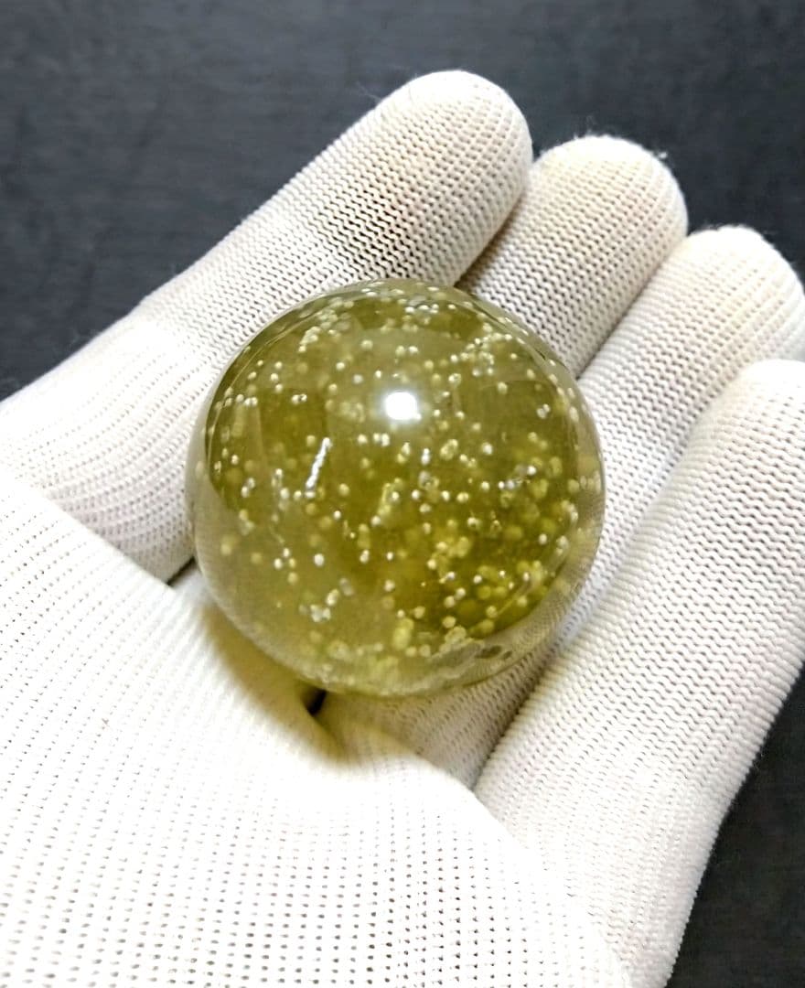 【高品質】リビアングラス　スフィア　約４０㎜　珍品　希少　レア　ガラス　隕石