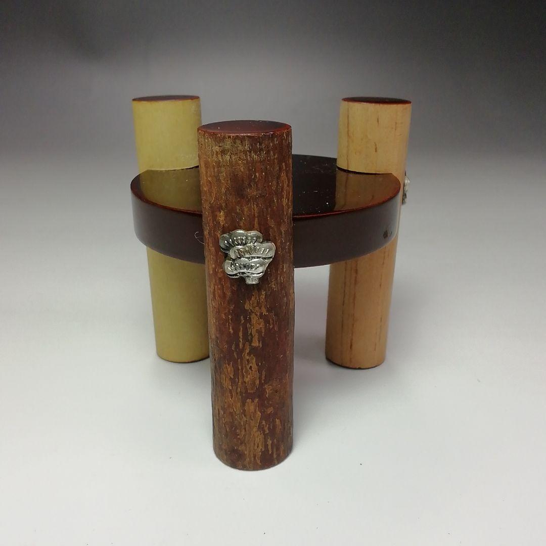 Ｓ３２４　蓋置　『松竹梅』『平安　伊藤表正作』『木製』　共箱　茶道具