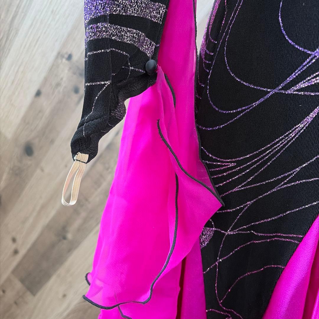 サンヨシムラ 日本製 社交ダンス 衣装 長袖 ドレス ラテン スタンダード 黒L