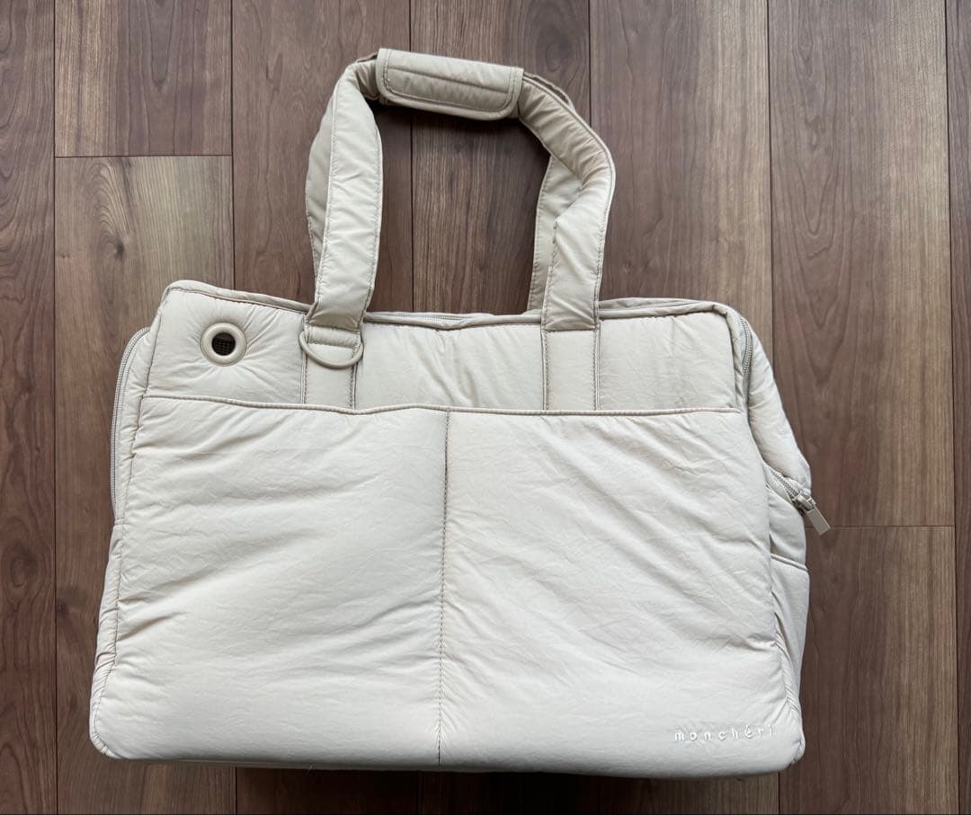 モンシェリ　軽量撥水ペットトートバッグ　Mサイズ　ベージュ（専用袋付き）