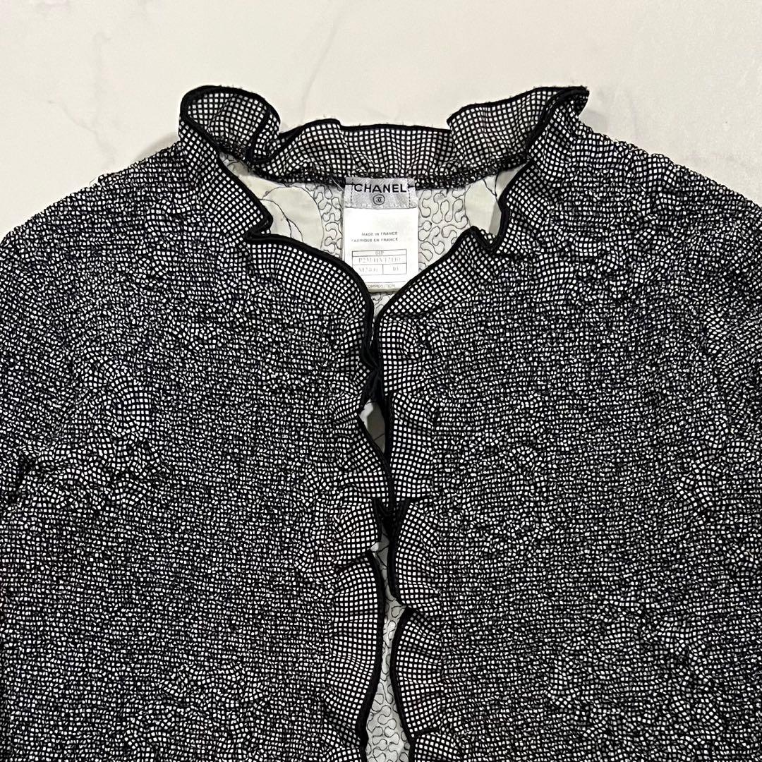 CHANEL ジャケット ボレロ 黒 ポップコーン カメリア カーディガン 40
