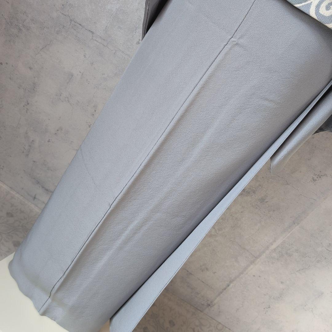 色無地　着物　フルセット　正絹　グレー　帯渦巻き　D2