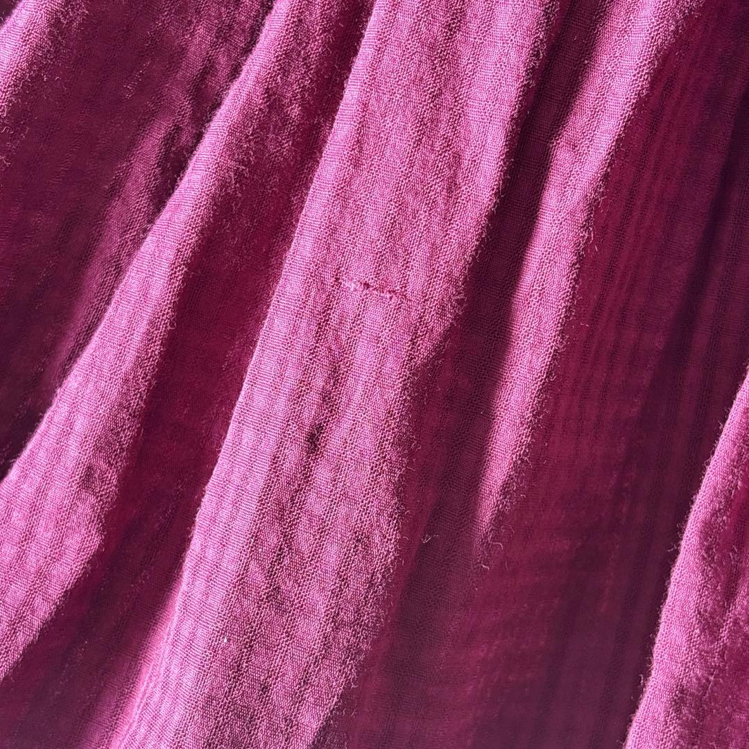 美品 メゾンドソイル ピンタック ギャザーブラウス コットンボイル 綺麗色