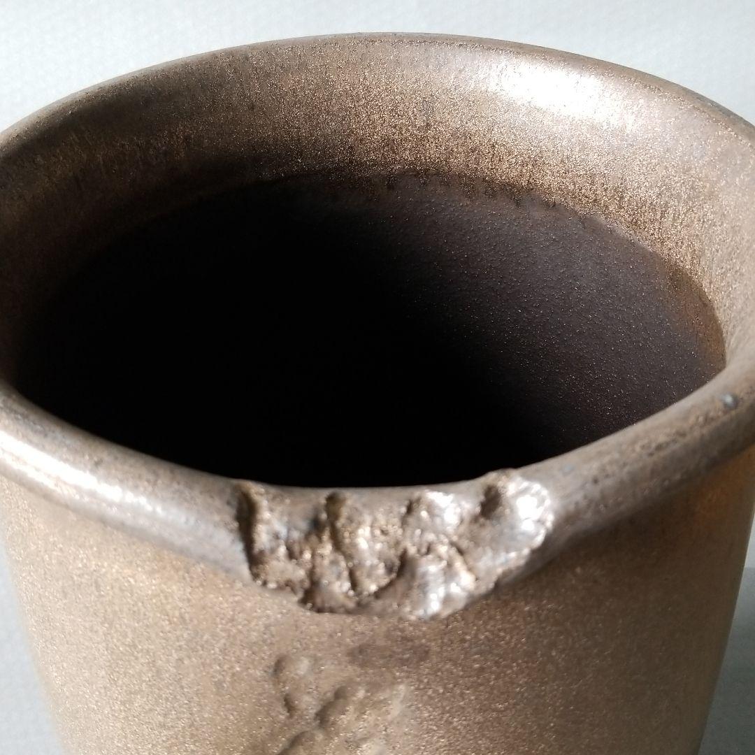 信楽焼　傘立て  変形金彩 高さ４４cm