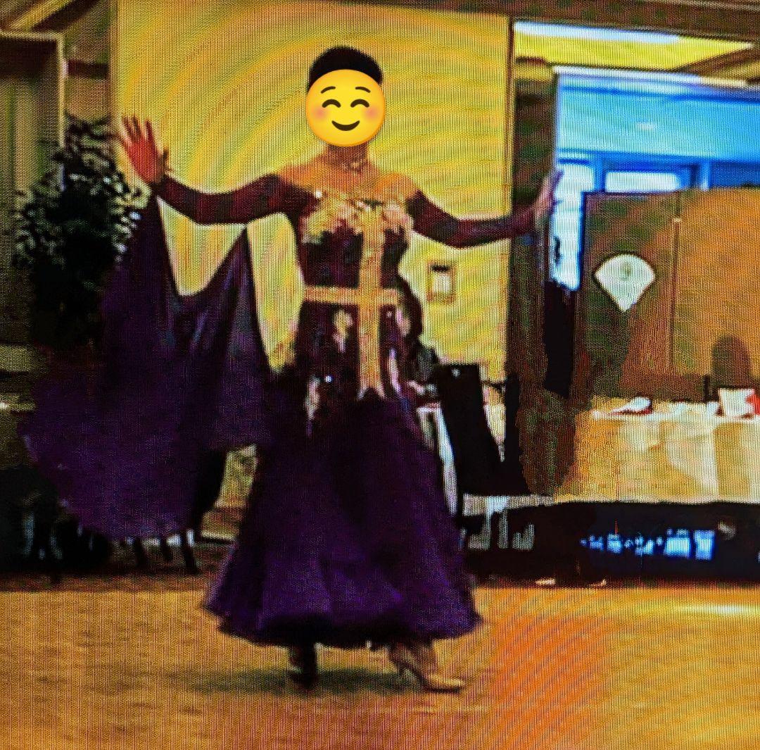 社交ダンススタンダードドレス／白樺ドレス/Mサイズ／紫/パープル／デモ