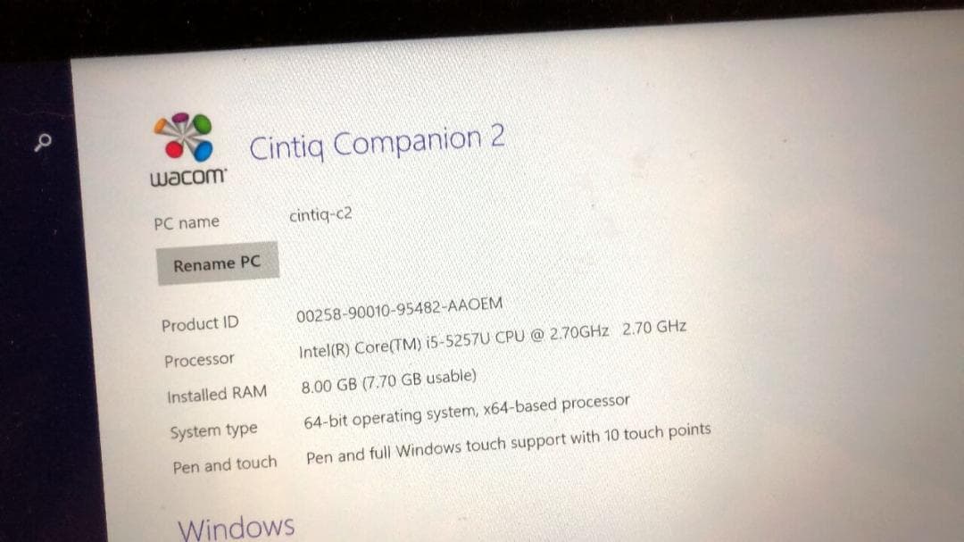 ワコム Windows搭載液晶ペンタブレット Cintiq Companion2