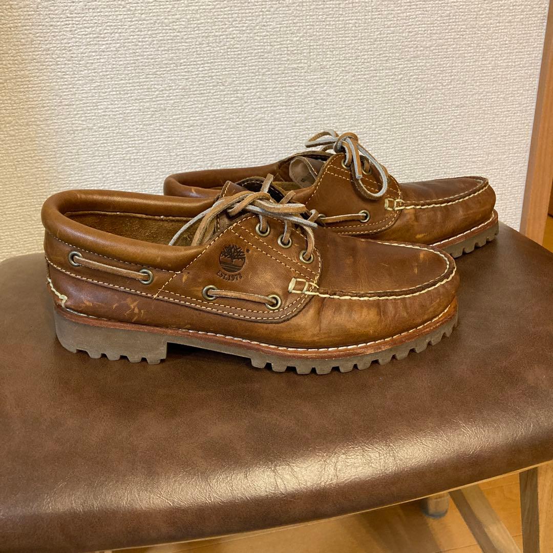 ティンバーランド ブラウンレザー デッキシューズ ローファータイプ