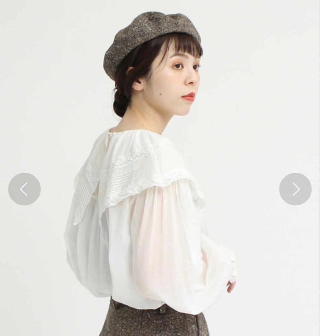 Dot＆Stripes ボイルレースピンタック ケープカラーブラウス　スカート