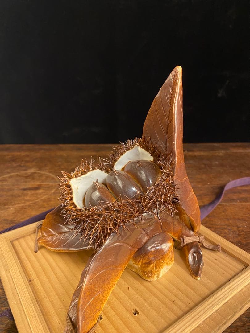 栗の置物　日本古美術　陶器の置物　K12