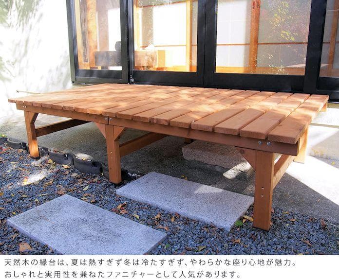 北欧風 天然木ユニット縁台ベンチ幅174.5 ガーデン ウッドデッキ（996）