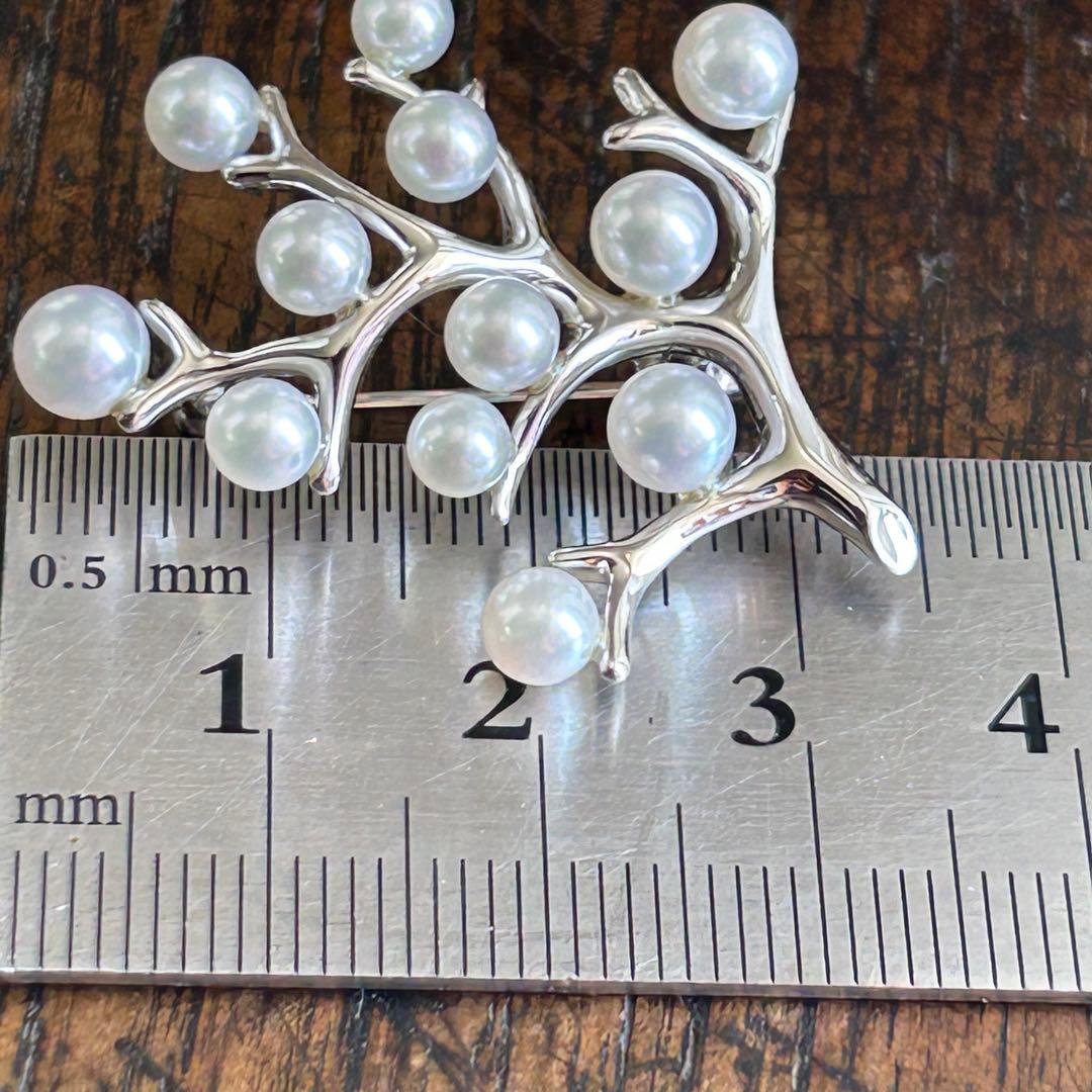 MIKIMOTO 幸福の木ブローチSサイズ　silverベビーあこや