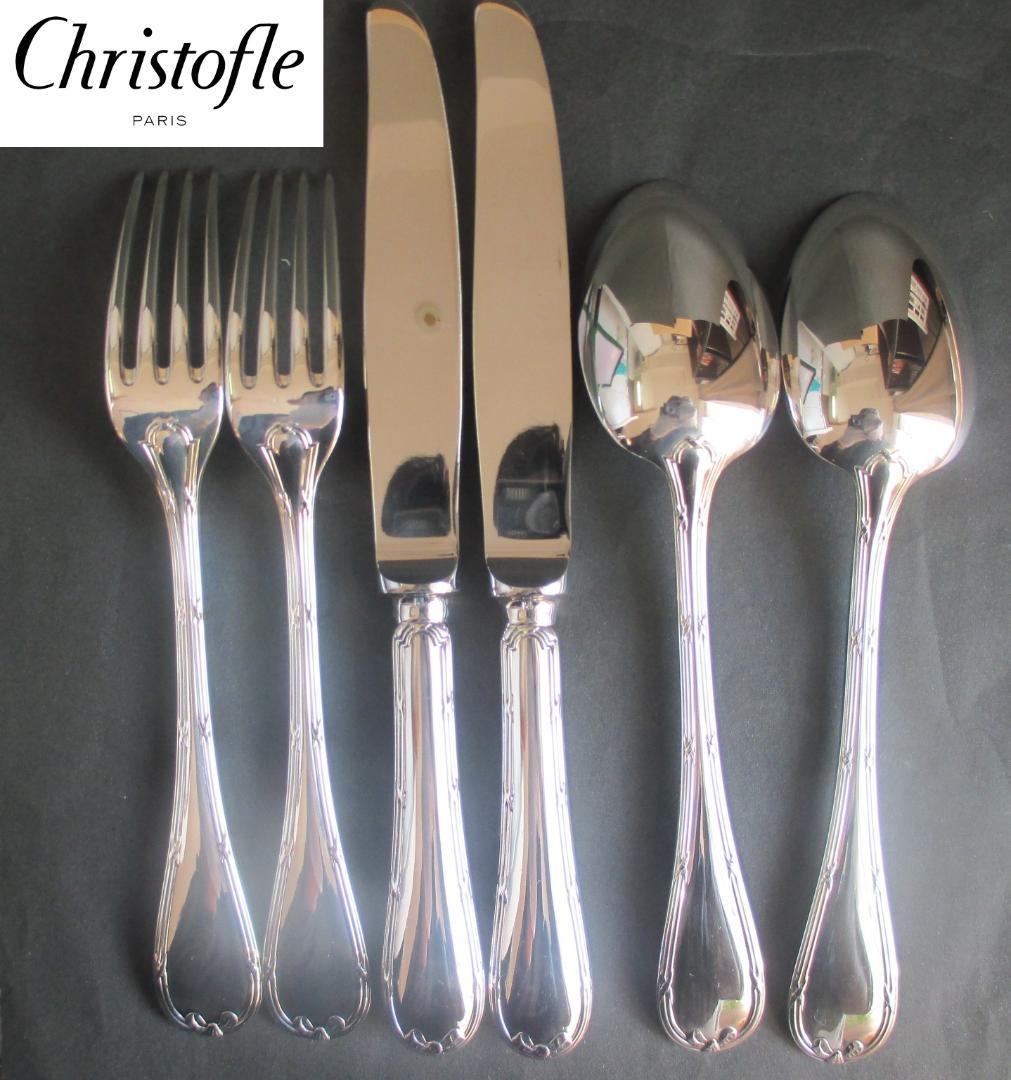 極美品☆仏蘭西高級銀器クリストフルシルバー銀P　カトラリー６本セット　リュバン