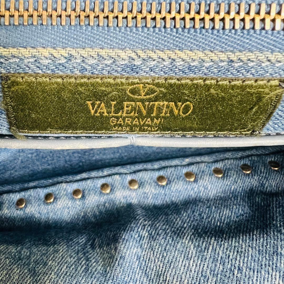 Valentino デニム 蝶 刺繍 スタッズ 2way ハンドバッグ