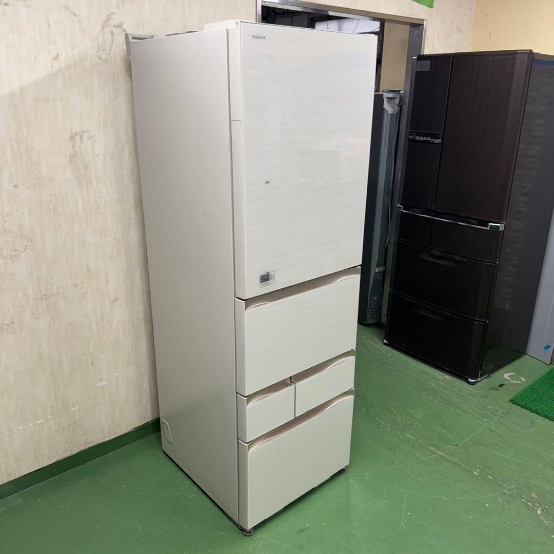 655 ガラストップ　鏡面　ホワイト　5ドア　大型冷蔵庫　400L〜500L