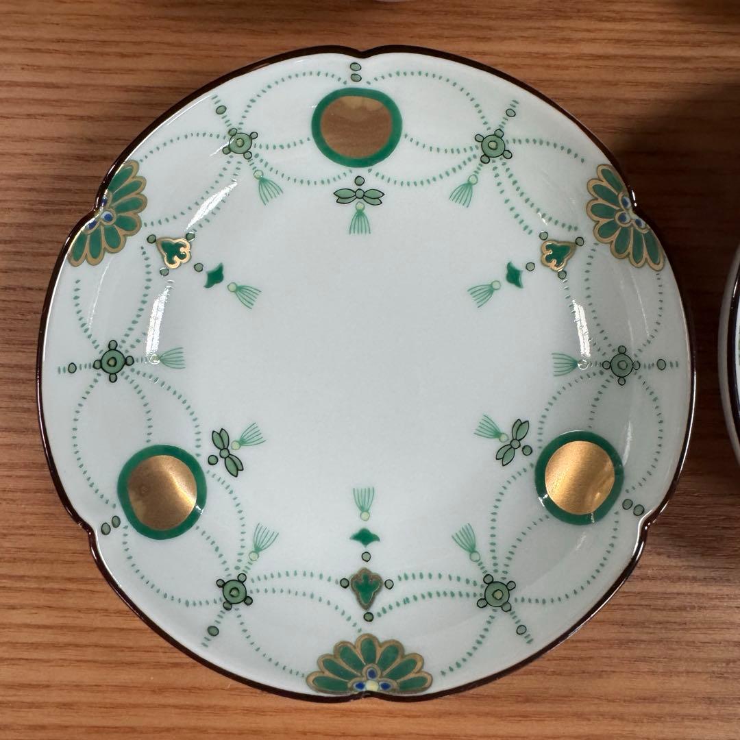 有田焼：賞美堂：其泉窯：錦瓔珞文 小皿（グリーン）6枚セット☆