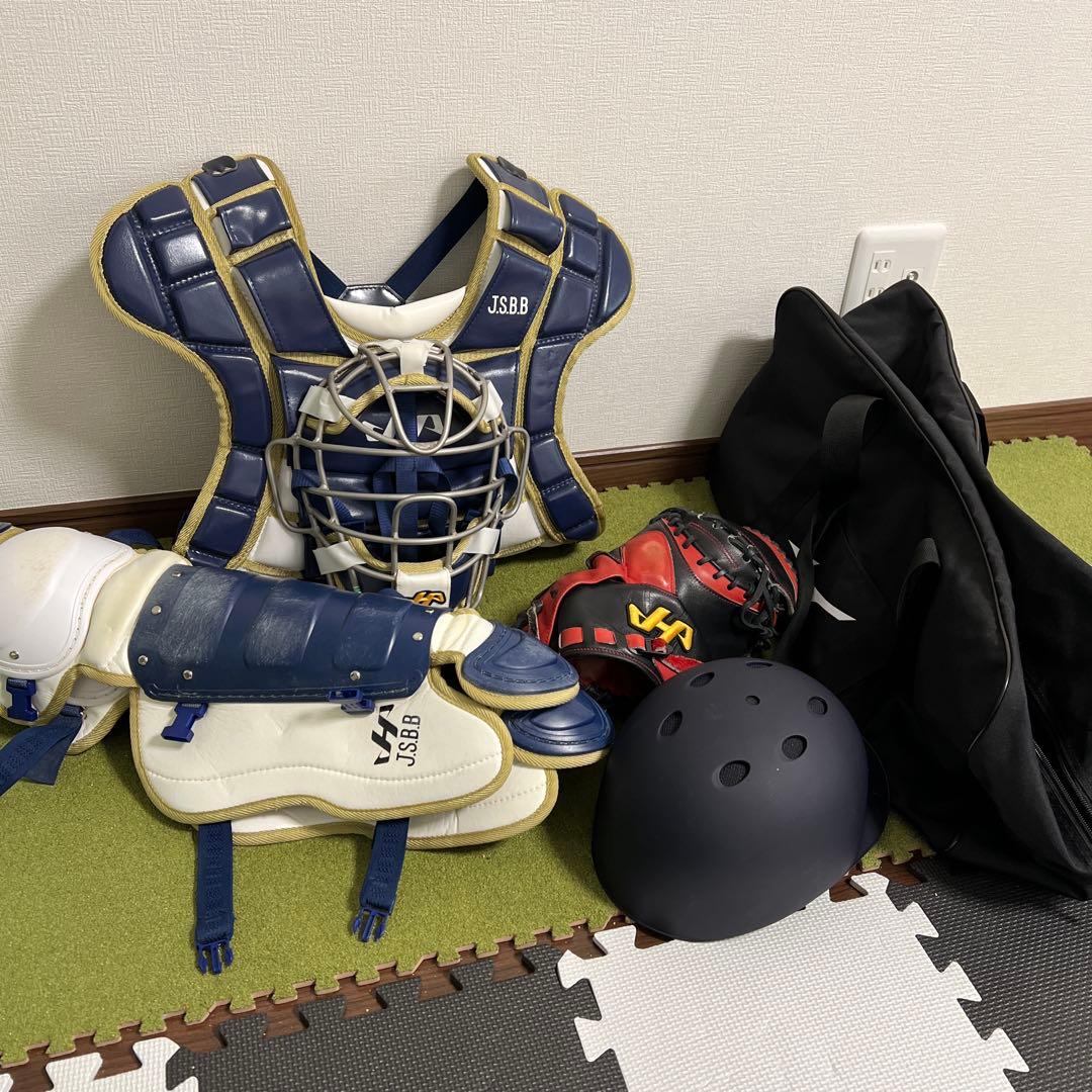 キャッチャー用防具セット ネイビー/ホワイト