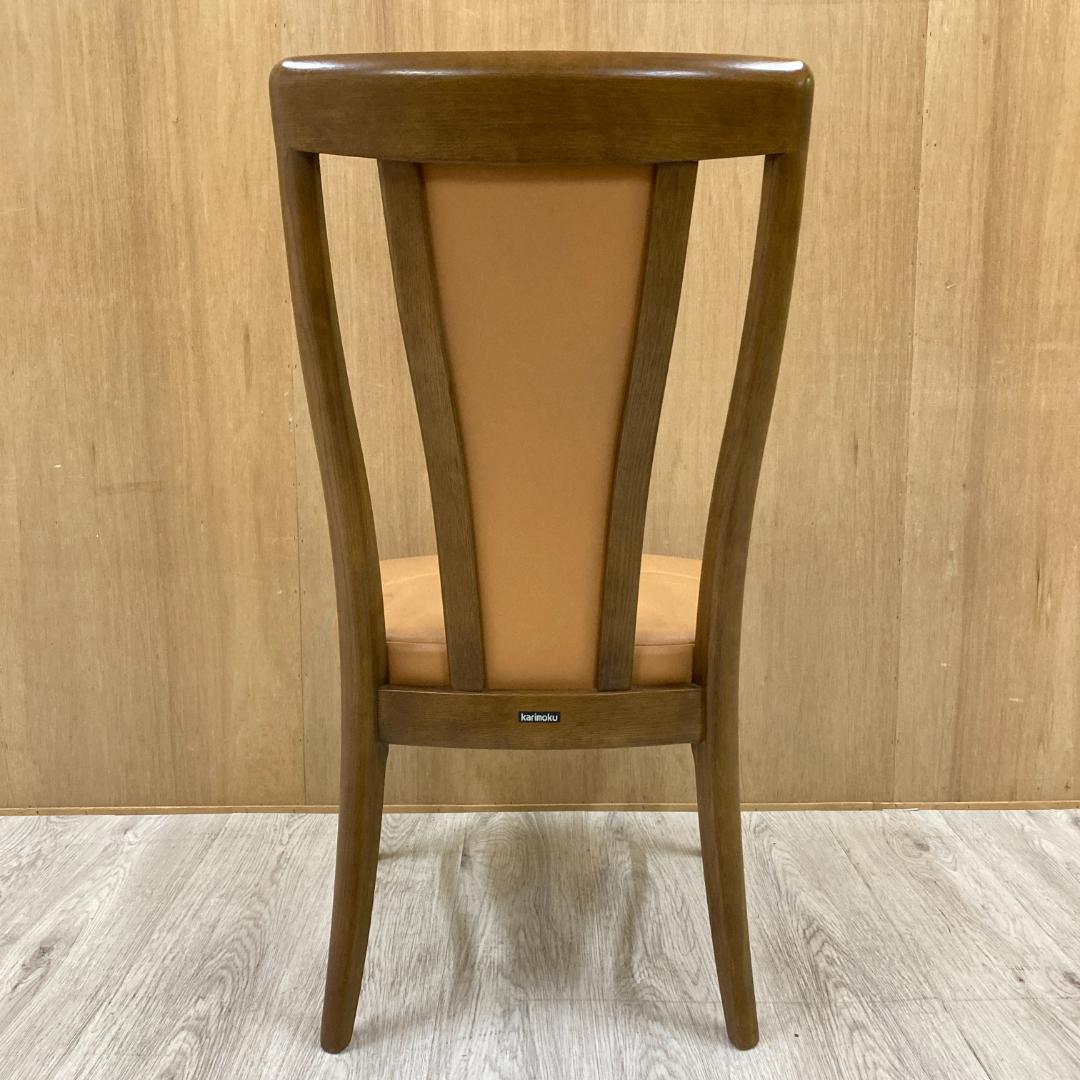 【カリモク】本革　ダイニングチェア　ハイバック　椅子　D