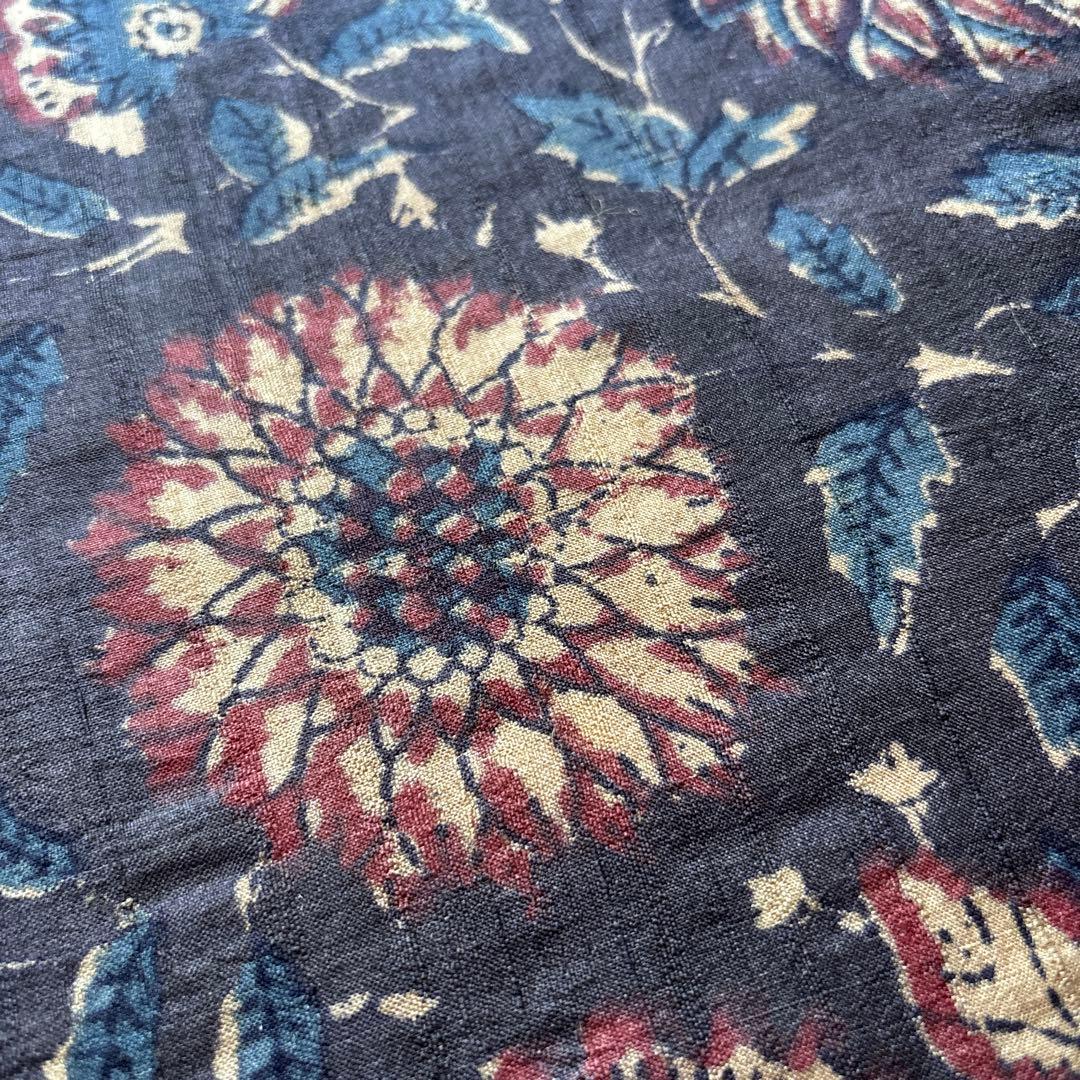 インド更紗　シルク織物　名古屋帯