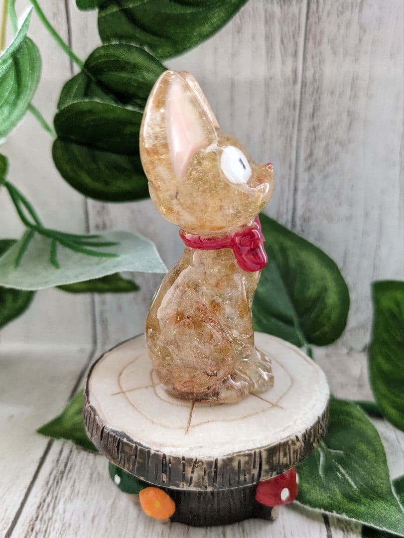 【琥珀】エンジェルオーラクォーツのきつねさん形オルゴナイト☆他３点