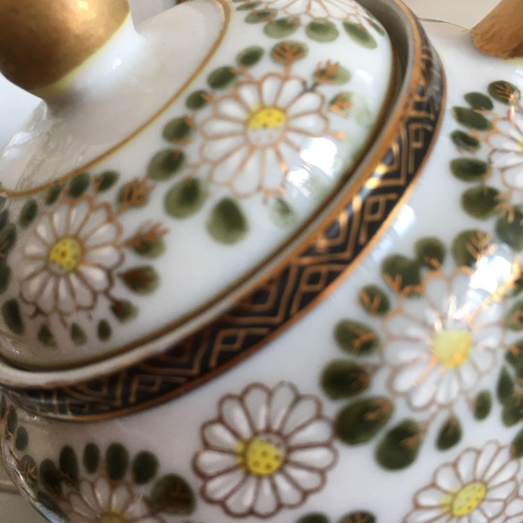 アンティーク　芸者透かし絵入り　ティーカップセット　エッグシェル