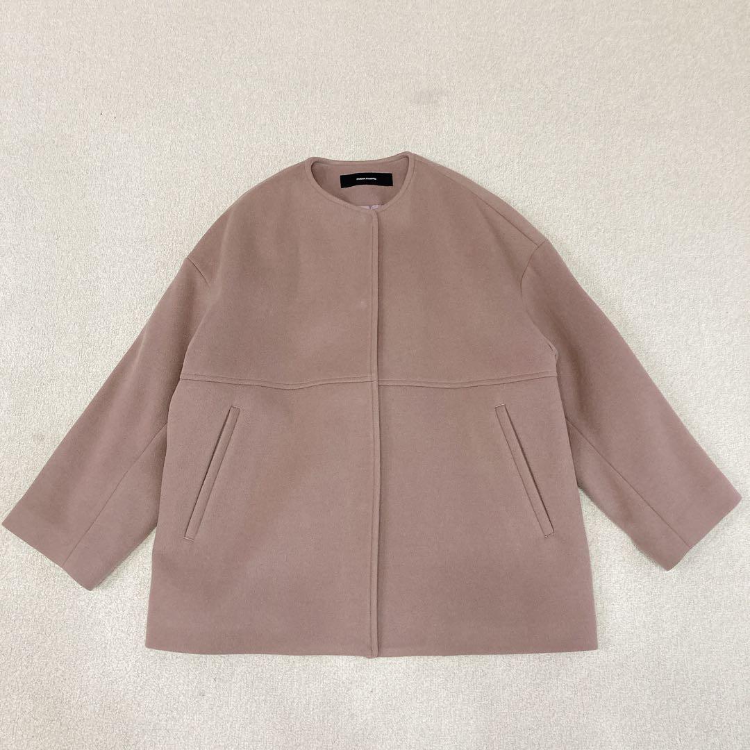 ジャーナルスタンダード スーパー140ビーバーノーカラーショートコート