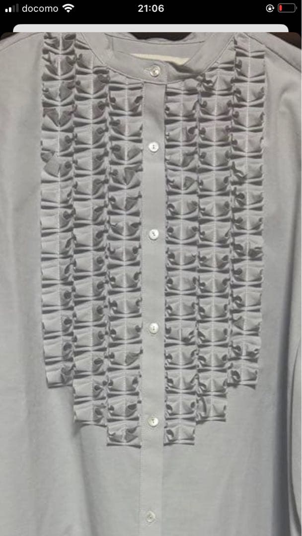 MARILYN MOON モダンタックフリルワッシャーブラウス　アイスグレー