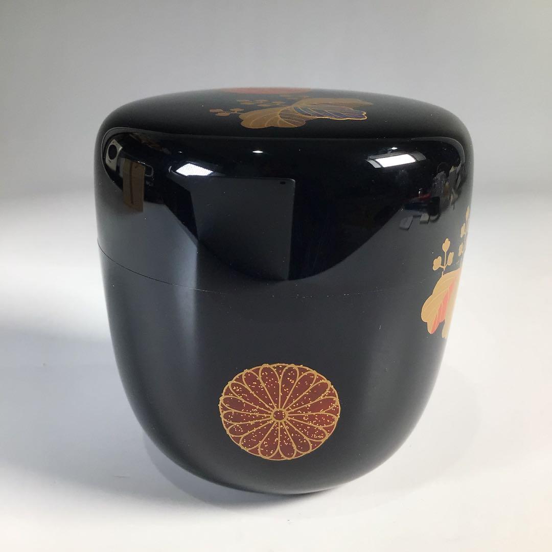 Ｍ９３０　棗　『中川秀甫作』『黒漆塗』『高台寺蒔絵』『中棗』　共箱　茶道具