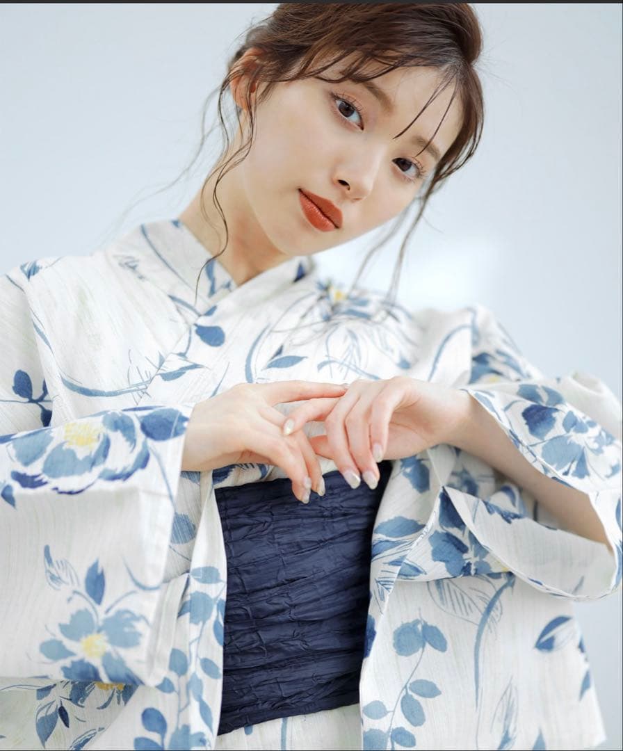 【美品】Dita「泡沫の花しらべ」浴衣5点セット 下駄＆腰紐は新品 セット販売