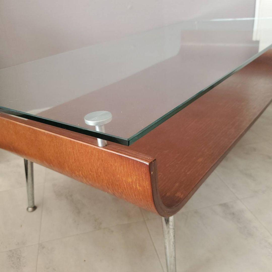 東谷 ミッドセンチュリー センターテーブル 曲げ木 ガラステーブル ブラウン