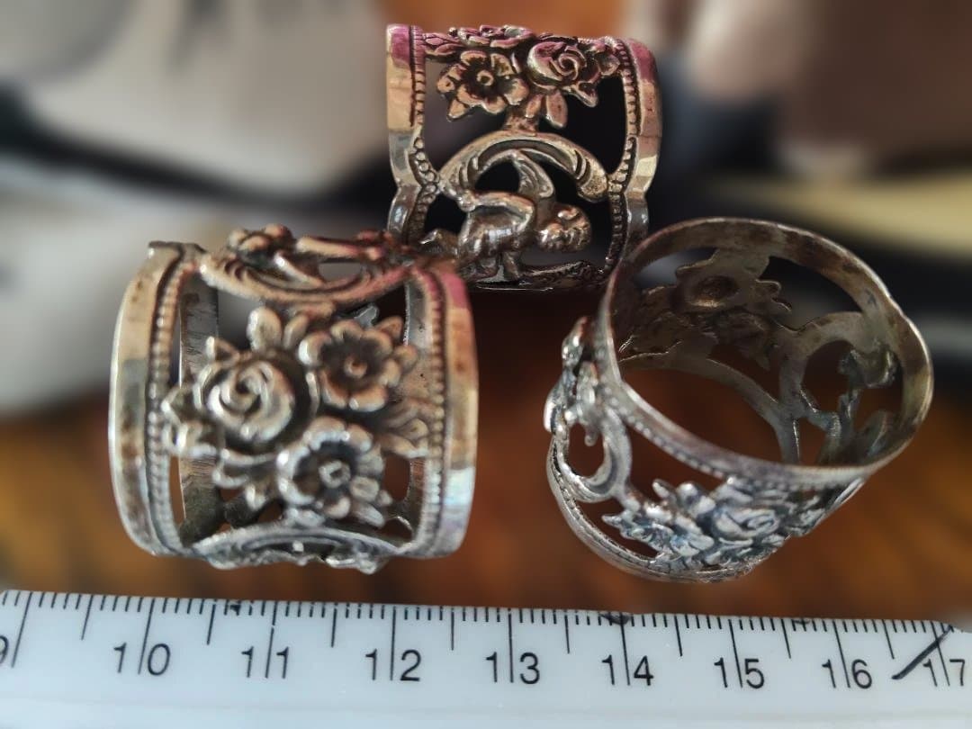 シルバー８３５.花と天使のナプキンリング 3個セット