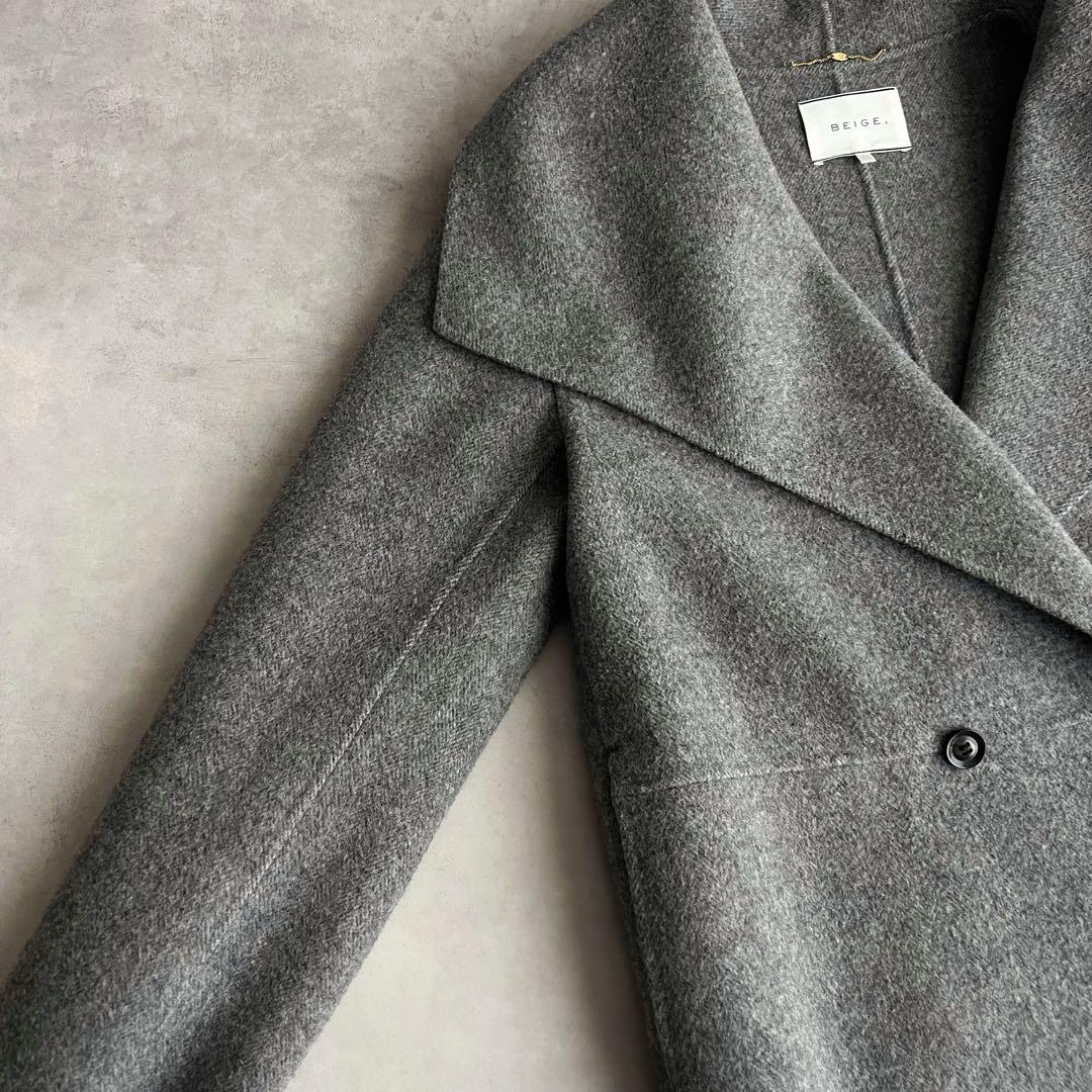 BEIGE, ベイジ　ウールカシミヤ　ビッグカラー　コート　グレー　4
