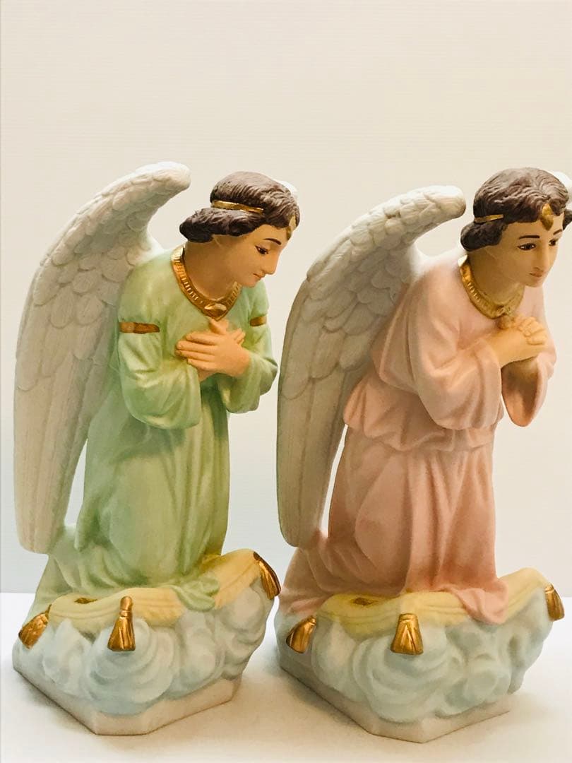 【高級イタリア聖像】✞祈りを捧げる天使セット 家庭祭壇用　宗教彫刻