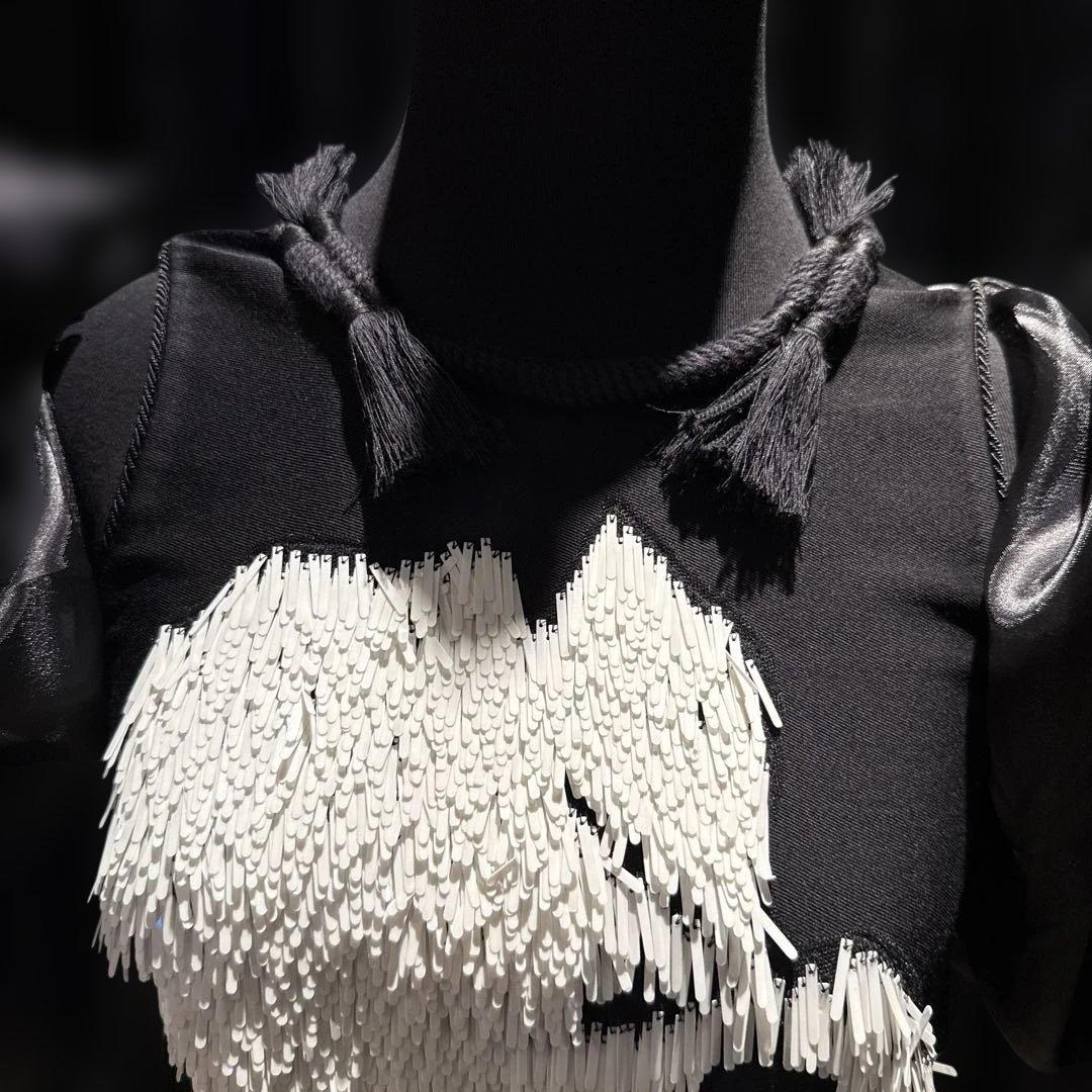 LANVINランバン フラワー刺繍 ビーズ ひざ丈ワンピース 個性的