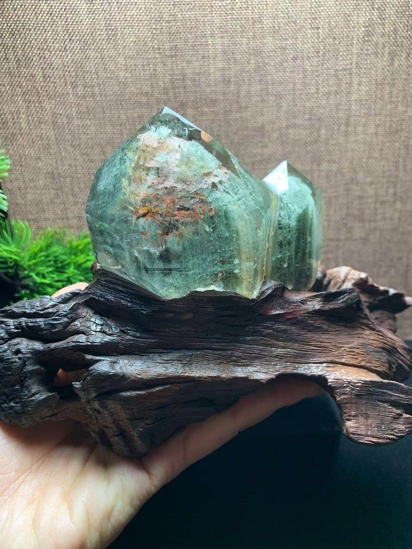 ⭐︎【天然】グリーン ガーデン クォーツ 置物 410g