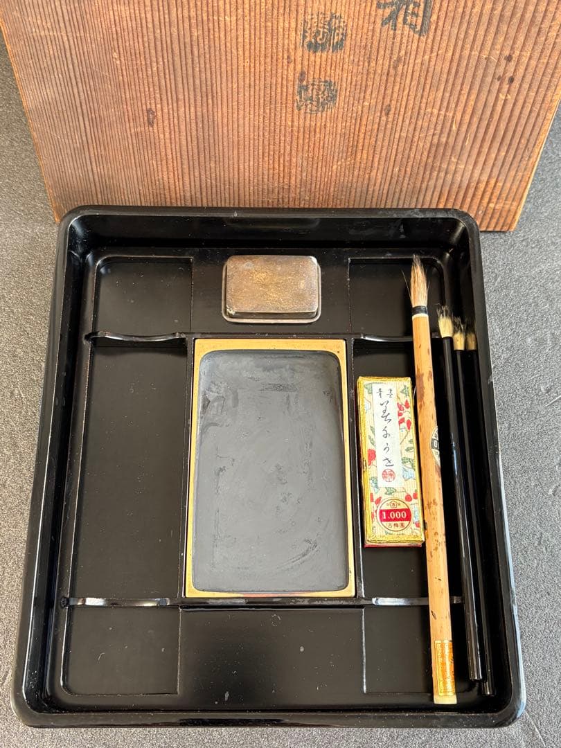 【極美品/希少】時代物 金蒔絵 硯箱 フルセット 鶏竹紋 大正期 骨董