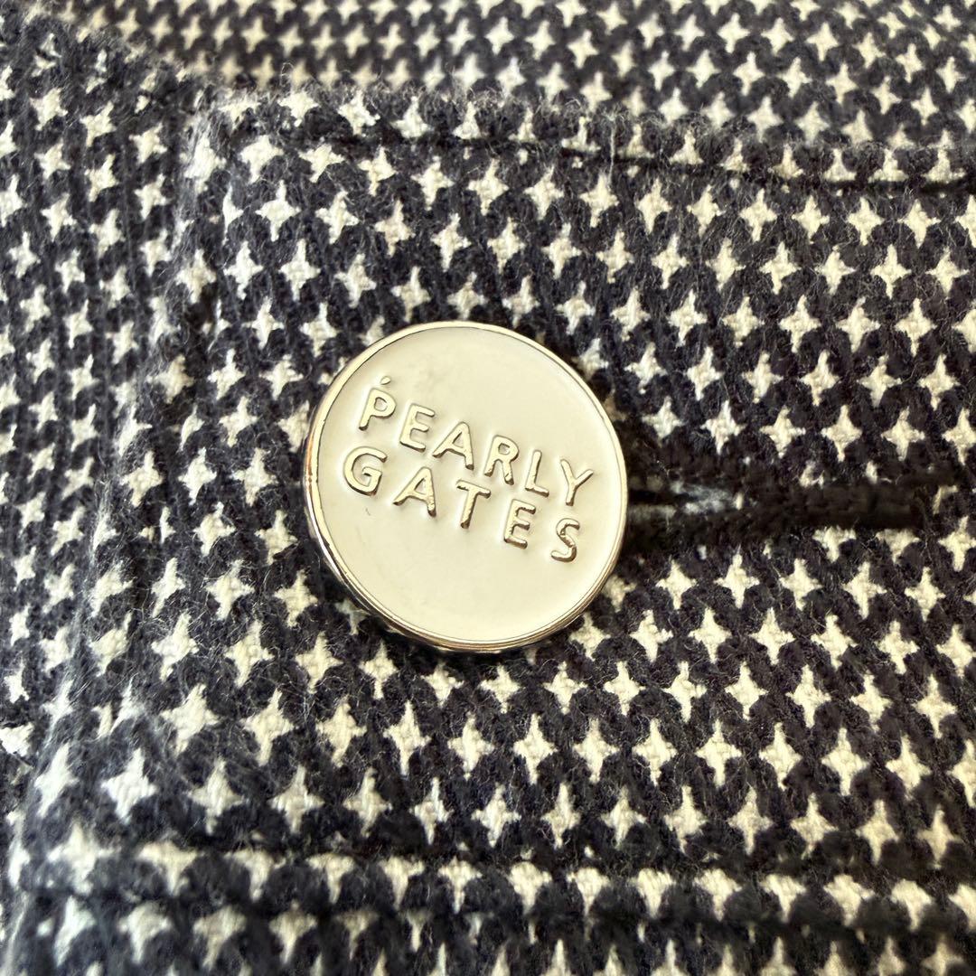 パーリーゲイツ　パンツ　総柄　グレー　M〜L相当　生地厚　コットン素材　白　4