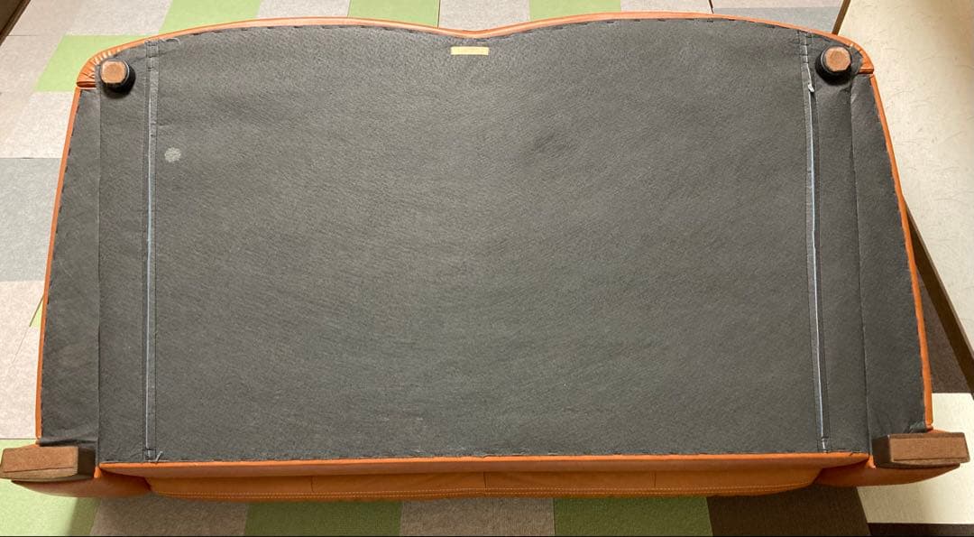 カリモク　ブラウンレザー 2人掛けソファ