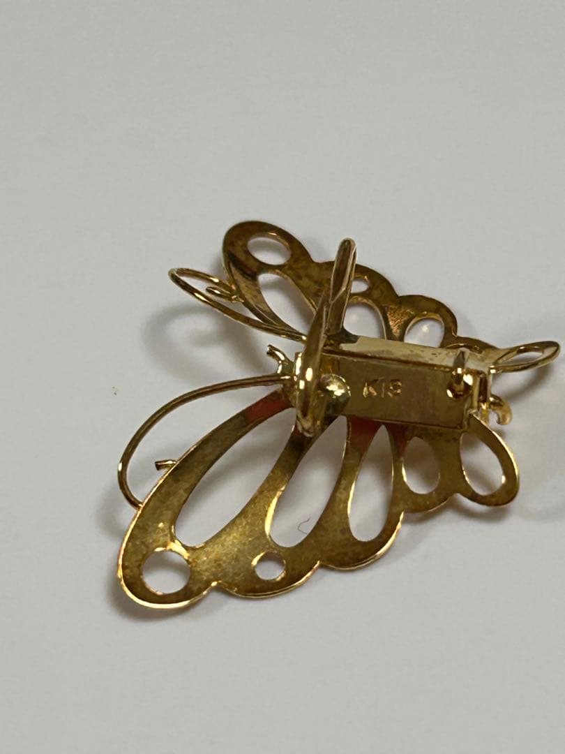 18金バタフライ蝶18Kブローチ