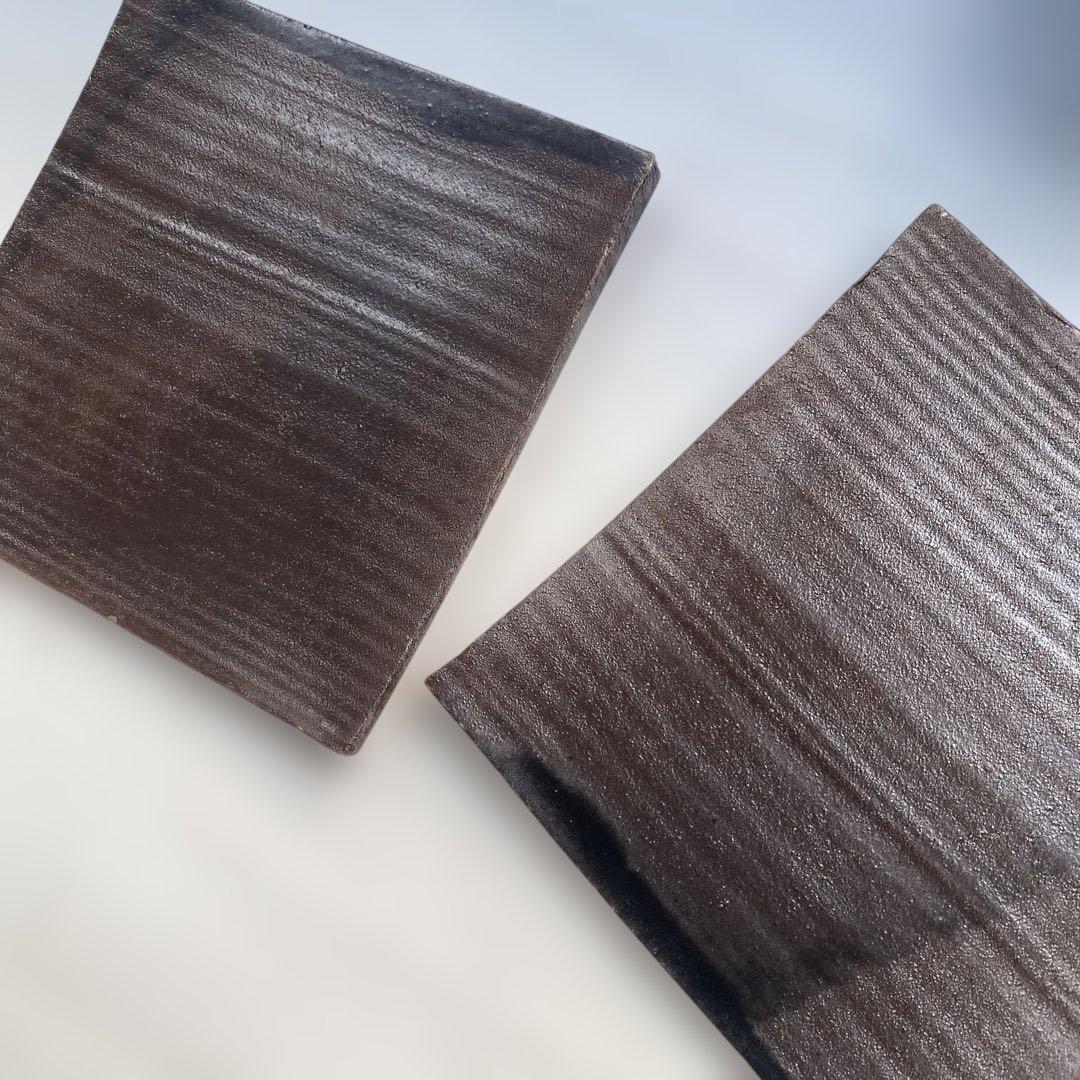 清水久嗣造　焼き締め　皿　約20cm角　10枚セット